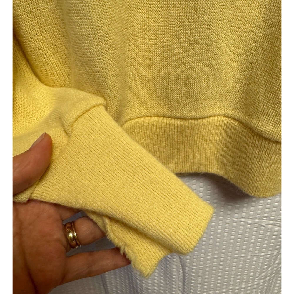 Vintage Izod Lacoste Cardigan Sweater Mens Large Yellow Grandpa Preppy USA Croc - Picture 9 of 13
